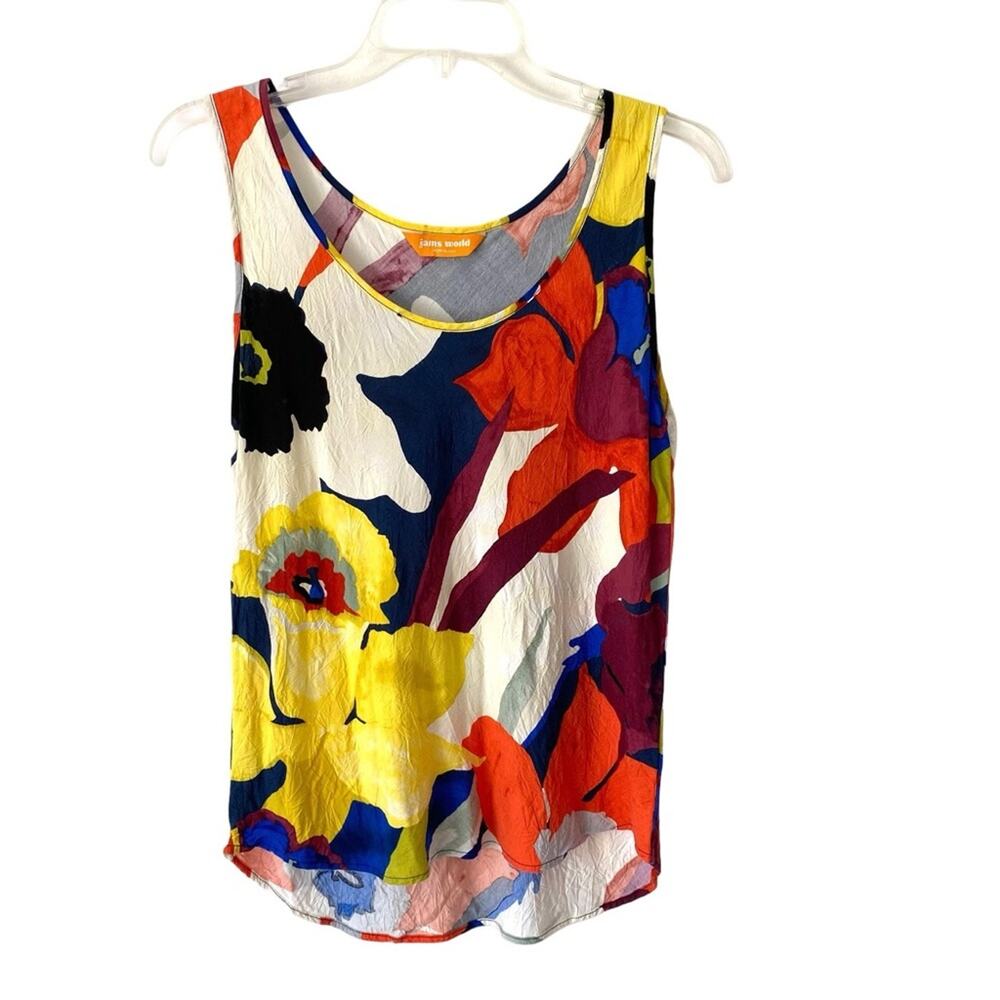 Jams World Honolulu Orchid Sleeveless Multicolor Floral Tank Top Medium Blouse